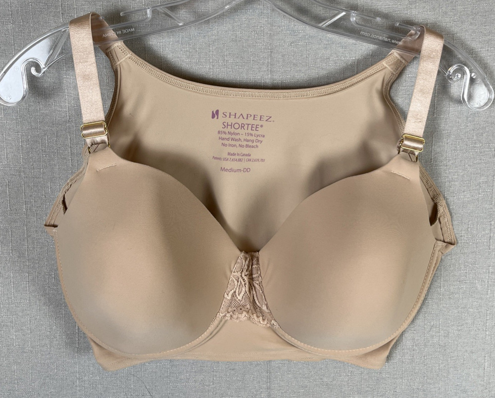 Shapeez Shortee Beige Wireless Pullover T-Shirt Bra Medium DD Adjustable Strap